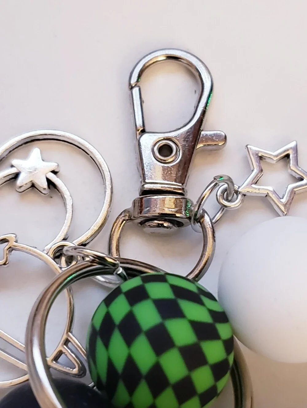 Handmade Silicone Focal Beaded Alien Wristlet Keychain Bracelet